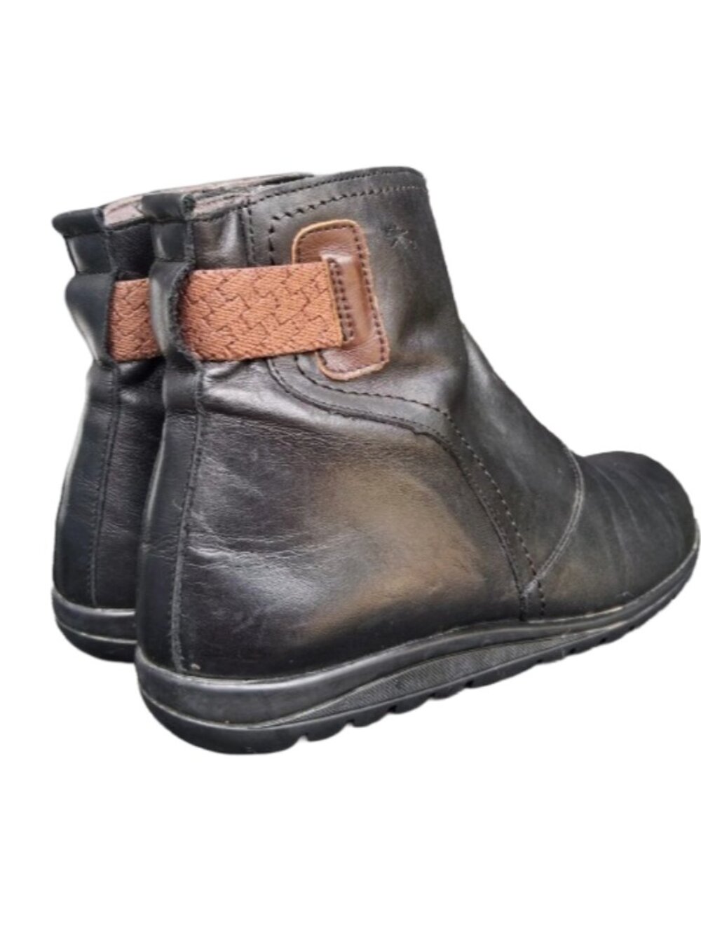 Fluchos Black Leather 'Susan' Ankle Boots, Size 39
